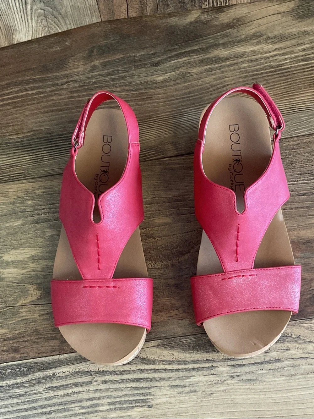 Boutique by Corky's Red Slingback Refreshing Wedge Sandals 7